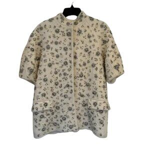 Alice + Olivia Embellished Rhinestone & Pearl Cream Jacket for Wedding Holidays